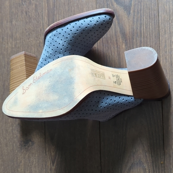 Sam Edelman Bates Perforated Suede Leather Mules/Slides - Picture 11 of 13